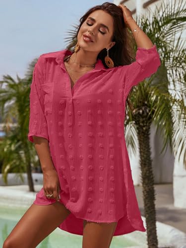 Image of Blooming Jelly Womens Swimsuit Coverups White Chiffon Bathing Suit Cover Up Bikini Swimwear Beach Dress Outfits