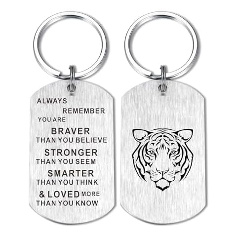 Fashion Tiger Keychain Inspiratinal Gift Tiger Fans Key chain Tiger Decor Dog Tag Tiger Lover Gift for Women Men Tiger Stuff Keychain Cover