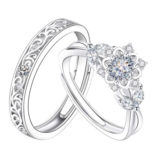 Rikelus S925 10K/14K/18K Flower Vine Couple Ring Sets for Men