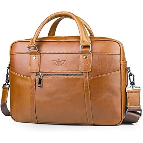 SPAHER Men's Leather 15.6 Inch Laptop Bag Cover
