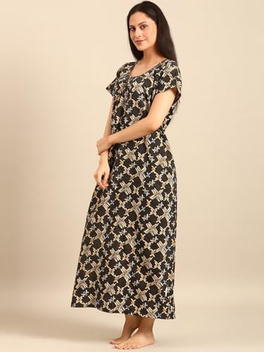 Image of Rupa Jon Aishwarya Women Full Length Printed Nighty in Premium Cotton Blend Fabric, Night Dress, Maxi Nighty for Comfortable Everyday Wear, Free Size
