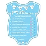 Party Hearty 50 pcs Baby Shower Games for Boy, Blue Mommy or Daddy Guess Who Game, Fun Activity Cards, Baby Shower Ideas