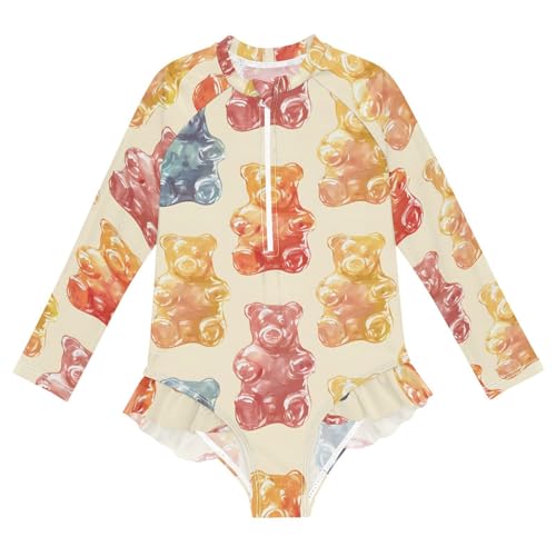 Image of Girls One Piece Swimsuits Long Sleeve Swimsuit Zipper Bathing Suits Swimwear