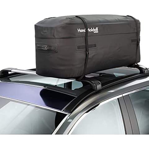 HandiHoldall - 175L Waterproof Roof Bag / Top Box (Black) - Large Cargo Carrier - Solid Foldable Base Cover
