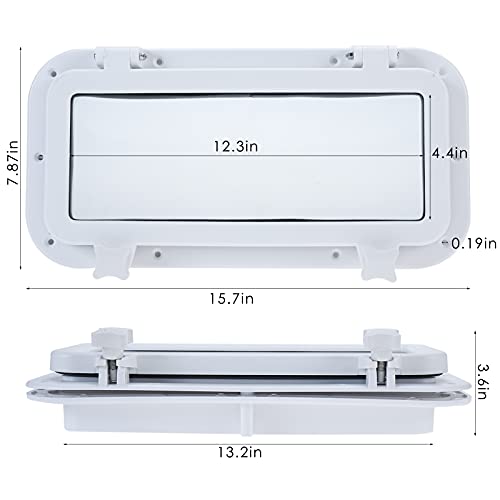 Amarine Made Boat Yacht Rectangle Opening Portlight Porthole 15-3/4" X 7-7/8" Replacement Window Port Hole - Abs Tempered Glass, Color: White, Black (White) #TOP2