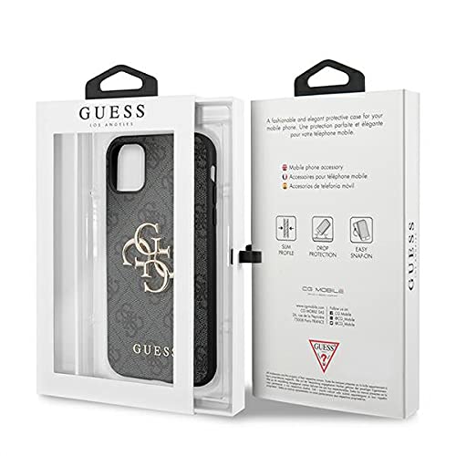 GUESS GUHCN614GMGGR - Cover per iPhone 11 6,1", colore: Grigio 4G, logo Big Metal
