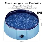 Fudajo Hundepool 80 x 30 cm rutschfestes Hundeplanschbecken, Hundeschwimmbad faltbar aus PVC, Hundebadewanne mit verstärkten Kanten, tragbarer Pool für Hunde