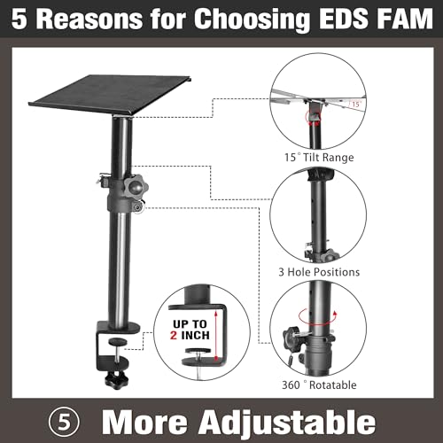 Eds Fam Heavy Duty Studio Monitor Stands Against The Wall, Height 13 Inch To 18.5 Inch Desktop Speaker Stand Stage Black thumb #5