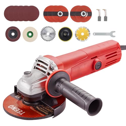 TEENO Meuleuse D'angle 125mm 1000W Avec 20 Accessoires, Meuleuses D'angle 12000 trs/min, (Disqueuse...