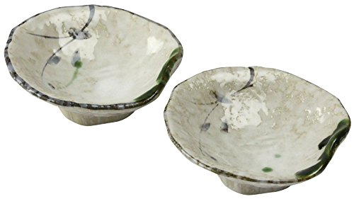 santo 三陶 萬古焼 麺の器 ヤクミ小付 2個セット つた織部 06228-2