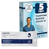HIGHTOP scatola da 5 confezioni imbustate singolarmente Hightop Sars-cov-2 Test Rapido Antigenico per virus Covid-19 Fai Da Te || Validato per le nuove Varianti 2024