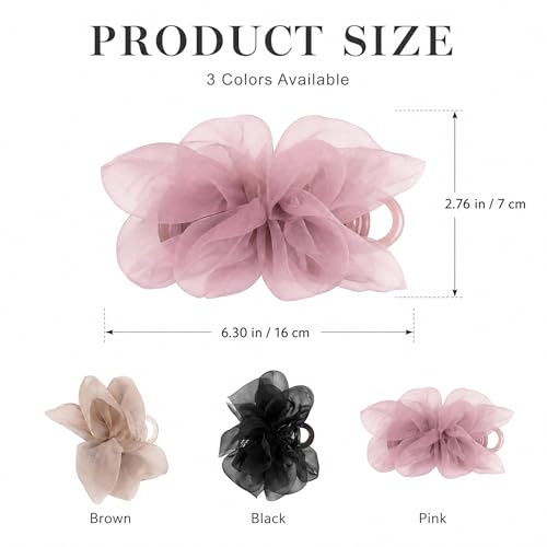 Set de 3 pinzas para cabello con moño de organza miniatura 3