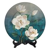 Kalen White Flower Decorative Plate Ceramic Plate Custom for Home Decor Porcelain Plates with Displa