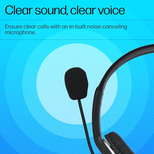 Hp Wired On Ear Headphones With Mic With 3.5 Mm Drivers, In-Built Noise Cancelling, Foldable And Adjustable For Laptop/Pc/Office/Home/ 1 Year... - Image 4