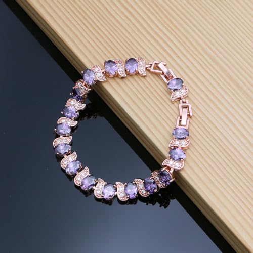 Image of LMXXVJ Fashion Tennis Bracelet Created Emerald White Gold Plated Charm Bracelet Gifts Jewelry for Women