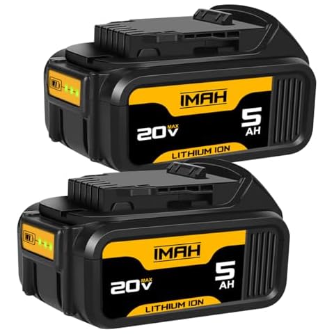 iMah Replacement Battery for Dewalt 20V Battery Lithium-Ion 5.0Ah, Replace for Dewalt MAX XR Battery DCB184 DCB205 DCB206 and All DeWalt 20V Cordless Power Tools (2-Pack) Cover