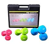 Juego de 6 mancuernas de 2.2 libras, 4.4 libras, 6.6 libras, antideslizantes, ergonómicas/equipo profesional para gimnasio/estuche portátil duradero y altamente resistente, paquete de 6 fundas de