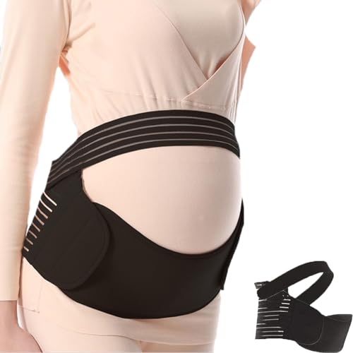 1 PCS Pregnancy Support Belt, Care Belly Band for Pregnant Women, Maternity and Postpartum Belly Band for Pregnant Women, for Pregnant Women, Birth Preparation, Labour, Relieve Back, Pelvic (Black-L)
