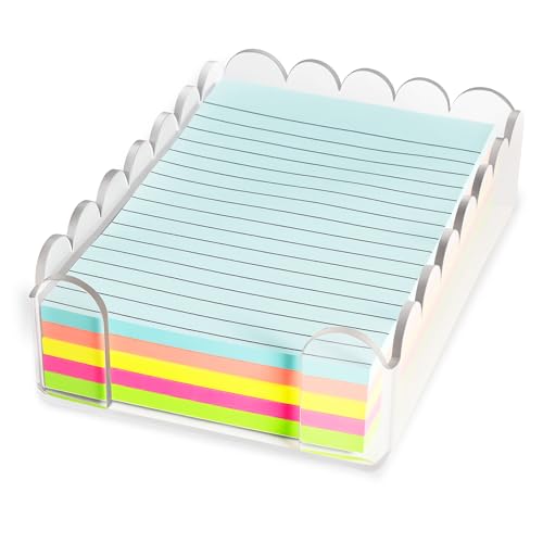 Acrylic Sticky Note Holder 4x6 Inch Scalloped Crystal Clear Sticky Note Holder