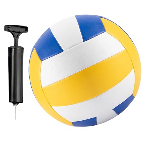 WIYETY 5 Größe Volleyball PU Weich: 2.0mm Dicke Beachvolleyball Soft, Weiß-Blau-Gelb Volleyball Soft Touch, Beachvolleyball Weicher Touch, für Indoor Outdoor Training und Spiel