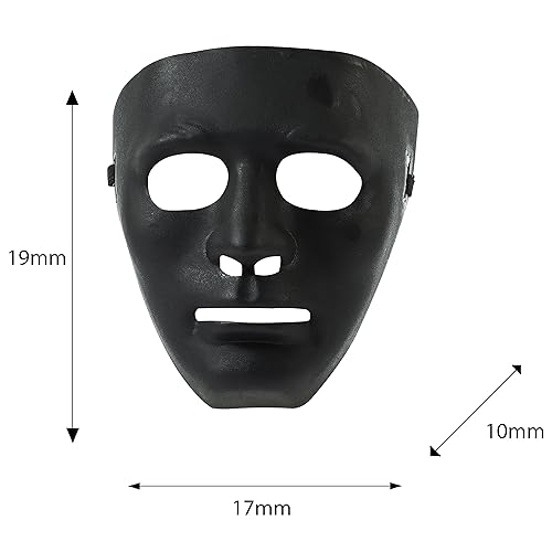 Komonee 1 x Halloween Mask Plain Black Costume Adult Outfit Scary Spooky Horror Party Face Fancy Dress Cosplay For Men Women - Image 2