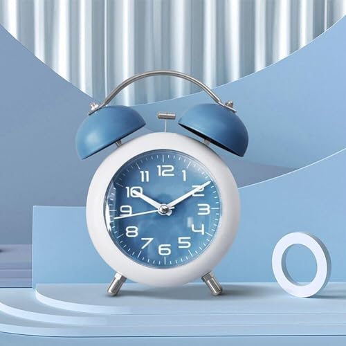 Image of Classic Retro Twin Bell Alarm Clock | Silent Non-Ticking Analog Table Clock with Loud Twin Bell Ringer, Night Light & Luminous Dial for Kids, Students, Bedroom, Study Table & Office Use