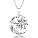 AeraVida Celtic Crescent Moon and Sun Eclipse .925 Sterling Silver Necklace