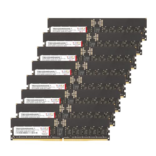 V-Color DDR5 256GB (32GBx8) 4800MHz CL40 4Gx4 1Rx4 ECC R-DIMM (ECC Registered DIMM) 1.1V Memory Ram for Server and Workstations with Hynix IC (TR532G48S440O)