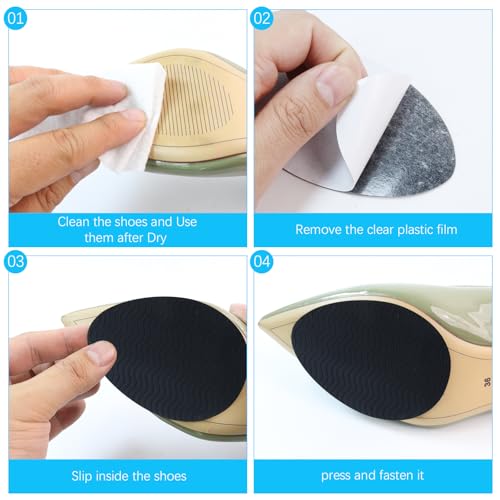 Image of Silicone, 8 PCS Self-Adhesive Non-Slip Shoe Pads, 3.5 inch | For Bottom of Shoes and Heels, Sole Guard, Protect & Restore Shoe Soles