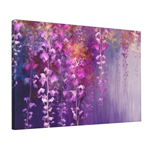 Toile abstraite fleur violette pour habiller un mur vide