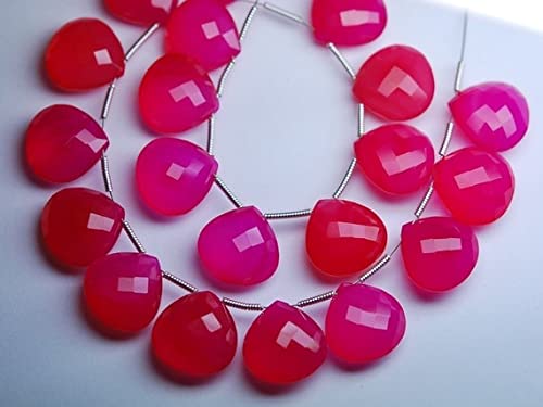 Chalcédoine rose 14mm LKBEADS en cœur pour créer des boucles d'oreilles bohèmes et romantiques