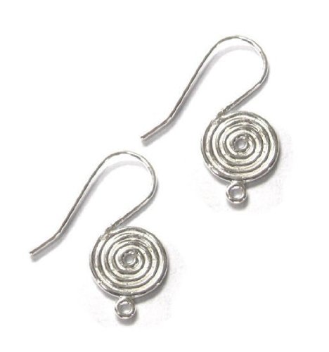 1 Paire/2 pcs Argent Sterling 925 Rond Motif Tourbillon d'oreille Fil des Boucles d'oreilles French Crochet avec Anneau Boucles d'oreilles connecteur 22 mm/Cabinet/Bright