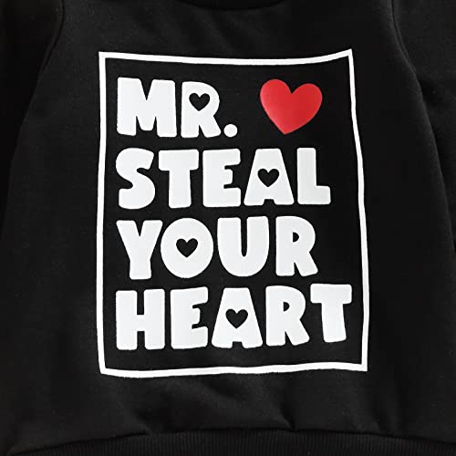 Infant Sweatshirt Toddler Crewneck Sweater Newborn Hoodies Baby Boy Girls Clothes Letter Printed Fall Spring Pullover (Black-Mr Steal Your Heart, 0-6 Months) #TOP4