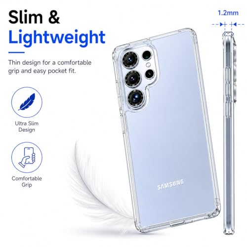 Image of DIZORO for Samsung Galaxy S25 Ultra 5g Case Clear,[30X Anti-Yellowing] Galaxy S25 Ultra Phone Case with Hard Back & Soft Edge,[15FT Mil-Grade Protection] Back Cover for Galaxy S25 Ultra- Transparent