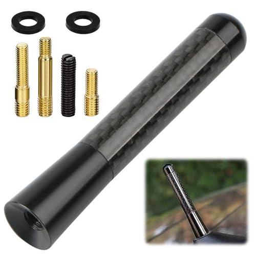 カーラジオアンテナ 自動車アンテナ 8cm ルーフアンテナ パワフルFM/AM受信 カーボンファイバーアンテナ (ブラック 8cm)のサムネイル