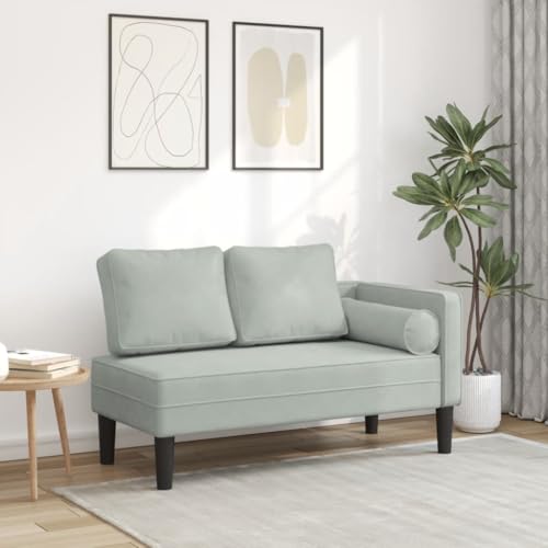 IKAYAA Chaiselongue Hellgrau, Recamiere mit Schlaffunktion, Indoor Lounge Sofa mit Armlehne und Lendenkissen, Recamiere für Wohnzimmer, Schlafzimmer und Büro IKAYAA Chaiselongue Hellgrau, Recamiere mit Schlaffunktion, Indoor Lounge Sofa mit Armlehne und Lendenkissen, Recamiere für Wohnzimmer, Schlafzimmer und Büro