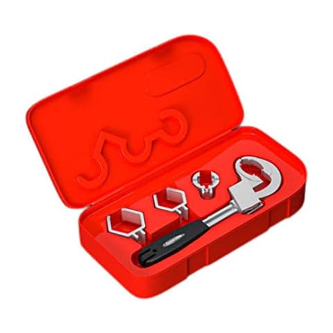 SouiWuzi Bathroom Wrench Multifunctional Adjustable Wide Opening Spanner with Replacement Head Storage Box 5PCS,Bathroom Wrench,Wrench Cover