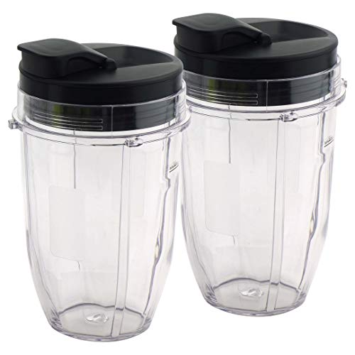 2 Pack 18 oz Cups with Spout Lids Replacement for Nutri Ninja BlendMax