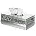 Creative Scents Rectangle Tissue Box Cover, Decorative Bathroom Tissues Paper Napkin Holder, Bottom Slider (Silver)