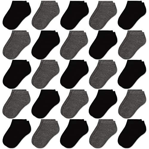 Image of GENTABY Kids Ankle Socks, Boys/Girls No Show Low Cut Socks, 25 Pairs Bulk Pack for School, Sizes 1-14 Years
