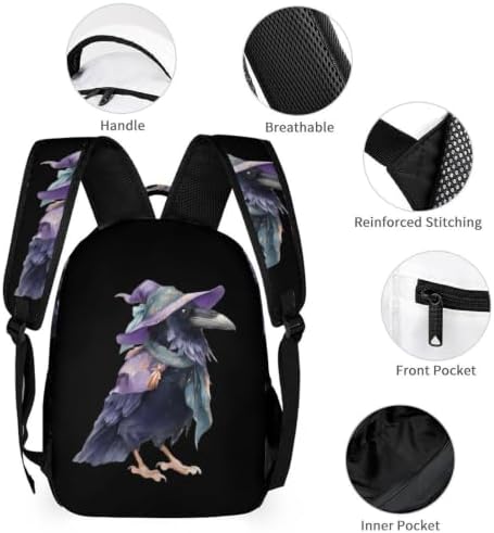 Ravens Witch1 Costume Funny Backpack Set with Lunch Bag And Pencil Cases - 2