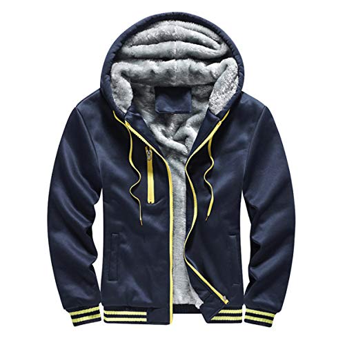 Seidarise Men's Sherpa Lined Hooded Fleece Sweatshirt Hoodies Cardigan for Men