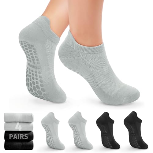 Image of 4 /6 Pairs Pilates Yoga Socks for Women | Non Slip Grip Socks | Athletic Barre Workout