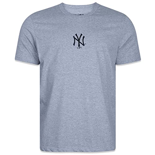 Camiseta New Era Manga Curta New York Yankees Logo Frontal Branco Preto Kaki Mescla Cinza