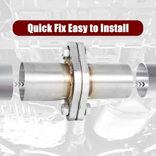 Image of PTEROSAUR 2 Exhaust Flange,Exhaust Flange Repair Piping Kit,2 Bolt Gasket Quick Fix Pipe Repair,Stainless Steel Exhaust Flange Pipe (2 inch, 6 inch long)
