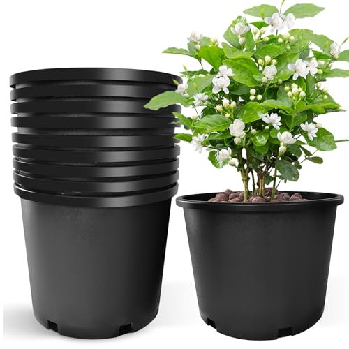 Srehloe 10 Gallon Pots for Plants Plastic Nursery Pot with Drainage Holes Garden Flower Pots Suitable for Cuttings Succulents Flowers Home Garden Transplanting Seedlings 10 Pcs