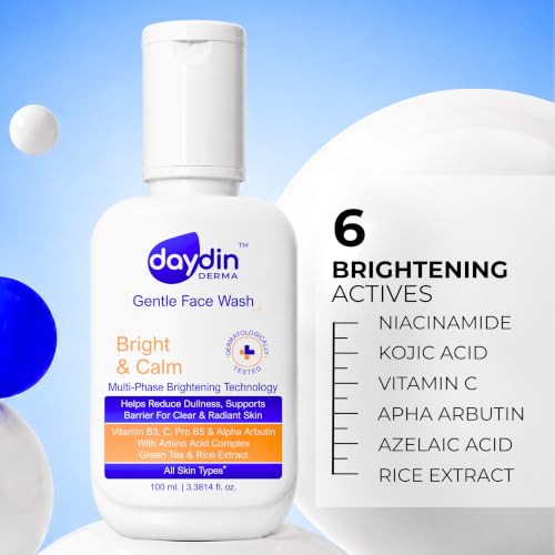 Image of Brightening Face Wash-Niacinamide, Kojic Acid, Vitamin C & NMF | Non-Irritant, For Tan Removal & Glowing Skin, Evens Skin Tone, Optimal pH for Men & Women, Oily & Combination Skin Types