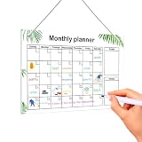 Planner Mensile da Appendere, Lavagnetta Cancellabile in Acrilico, Planner Settimanale da Muro, Planning Settimanale con Cordino in Nylon, Lavagna Cancellabile per Ufficio Cucina(30×20cm,Trasparente)