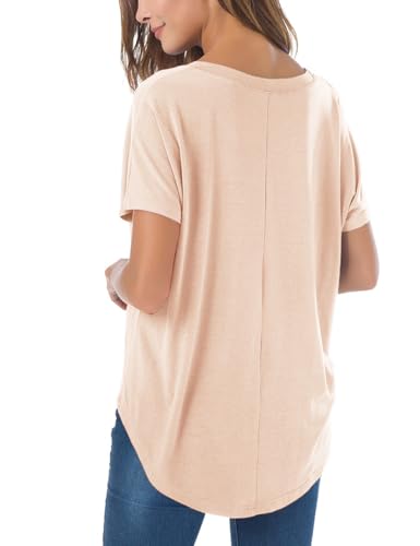 Image of Herou Women Loose Fit T-Shirts Soft Short Sleeve Crew Neck Casual Tee Tops | Lightweight,Basic,Workout,Comfortable,High Low Hem,Oversized