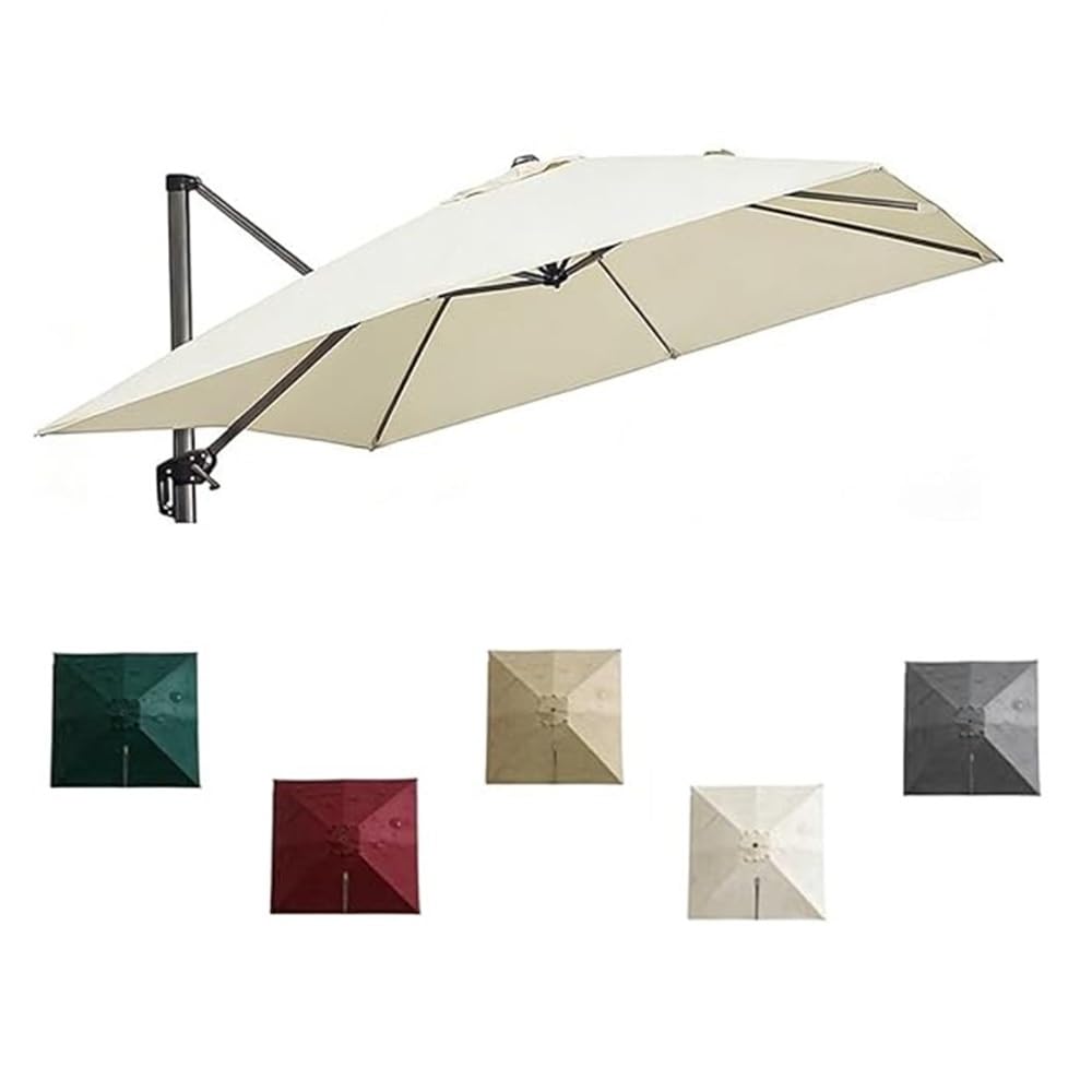 GSKFXJ Square Replacement Canopy For Cantilever Umbrella 8'x8' Patio Umbrella Top Cover 8 Ribs Outdoor Market Parasol Replacement Cloth(Beige,2.5x2.5m/8x8ft)
